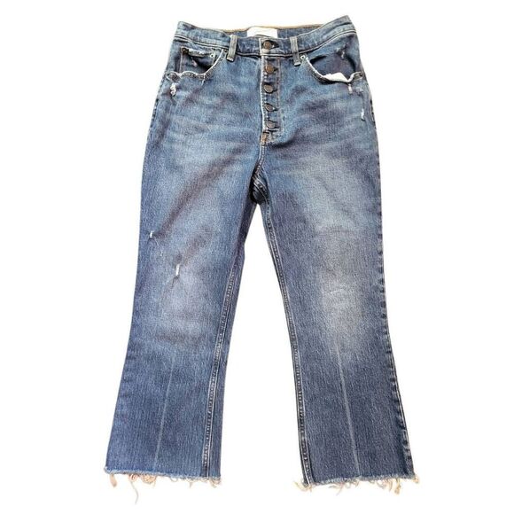 Abercrombie & Fitch Jeans Women's 6 Short Blue The Kick Ultra High Rise Flare - Picture 2 of 4